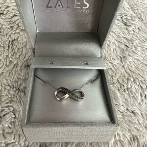 Zales Silver Necklace with Black Infinity Design